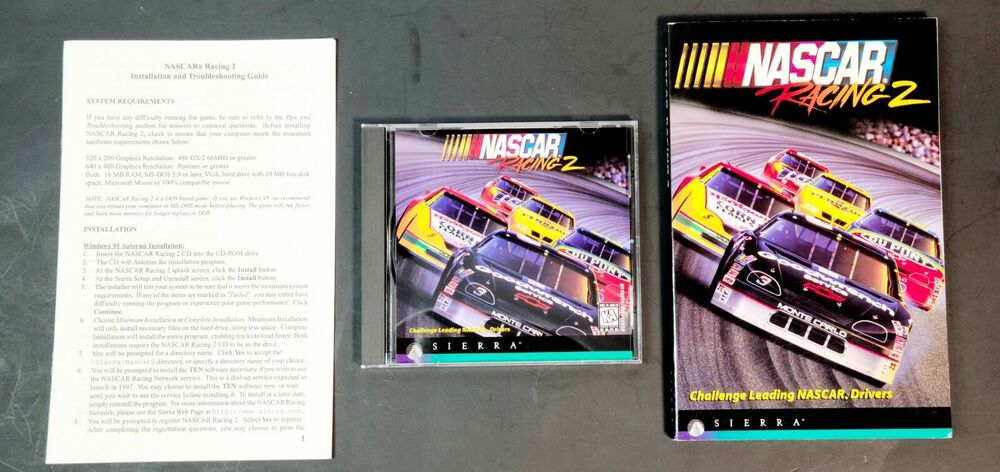NASCAR Racing 2 (PC, CD-ROM, 1996) With 210 Page Book & Instructions